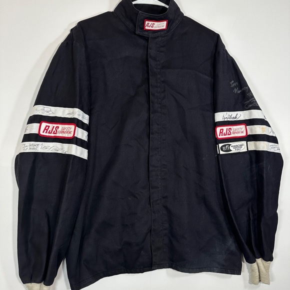 Vintage RJS Racing Equipment Mens Black Jacket Zip-Up Embroidered Signed 1990s - Picture 2 of 14